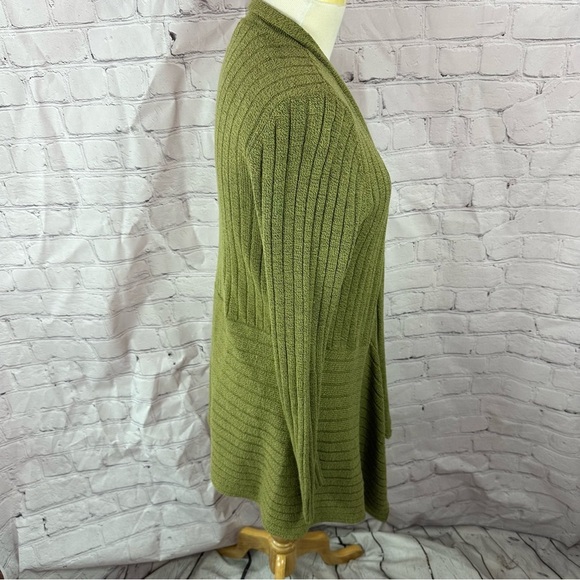 Christopher & Banks soft Ribbed Open Front Cardigan sweater sz L asymmetric - Picture 2 of 8